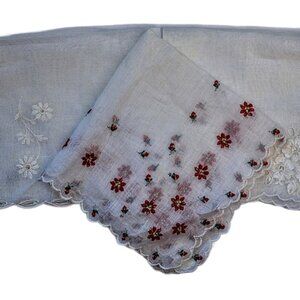 3 New Vintage Floral 100% Sheer Swiss Cotton Handkerchiefs Switzerland NWT